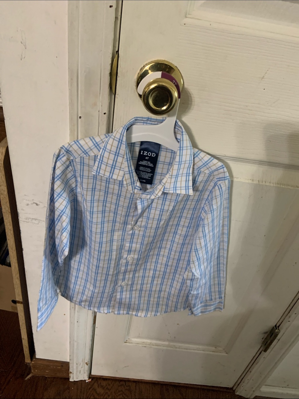 Izod Blue and White Plaid Button-Down Shirt
